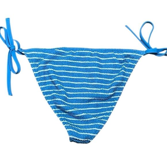 Shade & Shore Blue And White Striped Textured Bikini Bottoms, Size S, NWOT - Picture 2 of 4